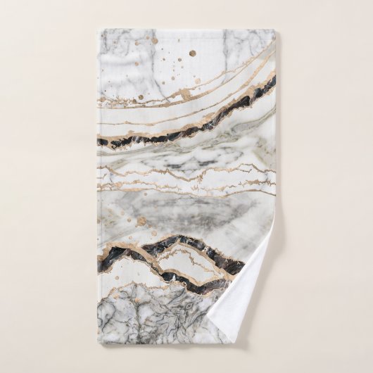 Witte en zwarte marmertexturen Abstract Bad Handdoek (Handdoek)