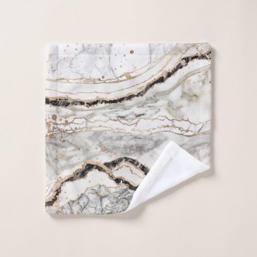 Witte en zwarte marmertexturen Abstract Bad Handdoek (Wasdoekje)