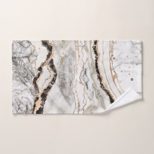 Witte en zwarte marmertexturen Abstract Bad Handdoek (Handdoek)