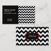 Witte en zwarte moderne Chevron Monogram Visitekaartje (Voorkant / Achterkant)