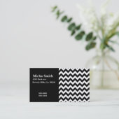 Witte en zwarte moderne Chevron Monogram Visitekaartje (Staand voorkant)
