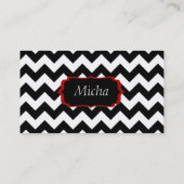 Witte en zwarte moderne Chevron Monogram Visitekaartje (Achterkant)