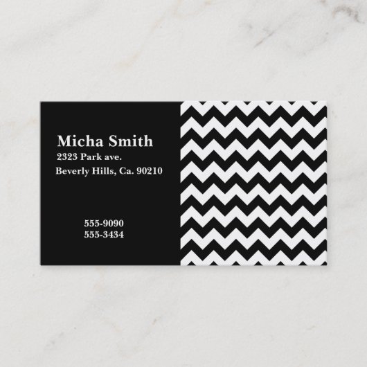 Witte en zwarte moderne Chevron Monogram Visitekaartje (Voorkant)