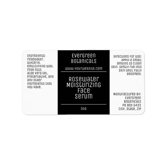 Witte en zwarte moderne druppelaar flesetiket etiket (Voorkant)