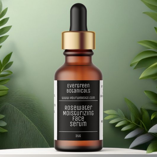 Witte en zwarte moderne druppelaar flesetiket etiket