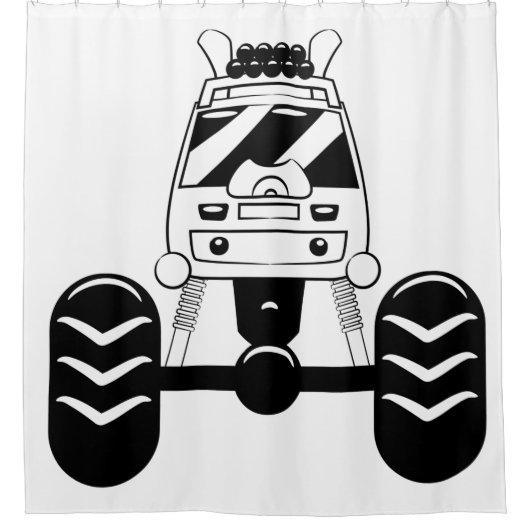 Witte en zwarte monster Tuck Shower Curtain Douchegordijn (Voorkant)