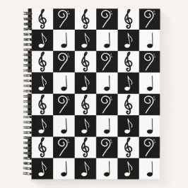 Witte en zwarte muziek patroon notitieboek
