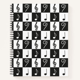 Witte en zwarte muziek patroon notitieboek