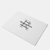 Witte en Zwarte Naam Monogrammed Deurmat (Schuin)