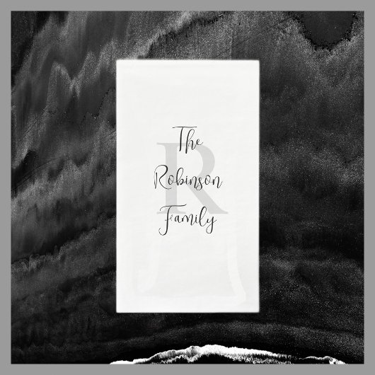 Witte en Zwarte Naam Monogrammed Document Gastenha Servet