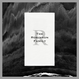 Witte en Zwarte Naam Monogrammed Document Gastenha Servet