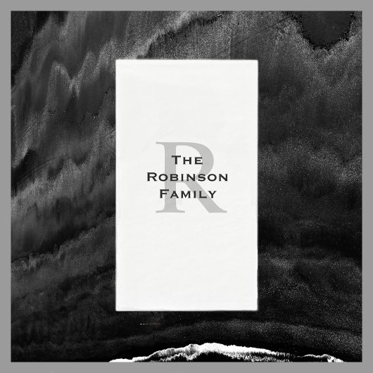 Witte en Zwarte Naam Monogrammed Document Gastenha Servet