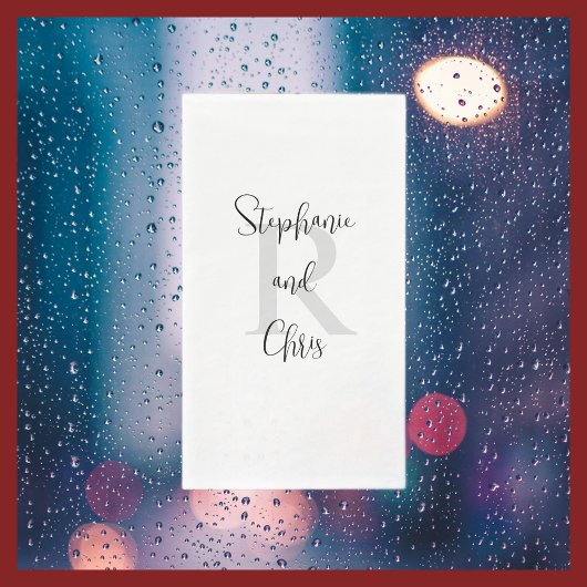 Witte en Zwarte Naam Monogrammed Document Gastenha Servet