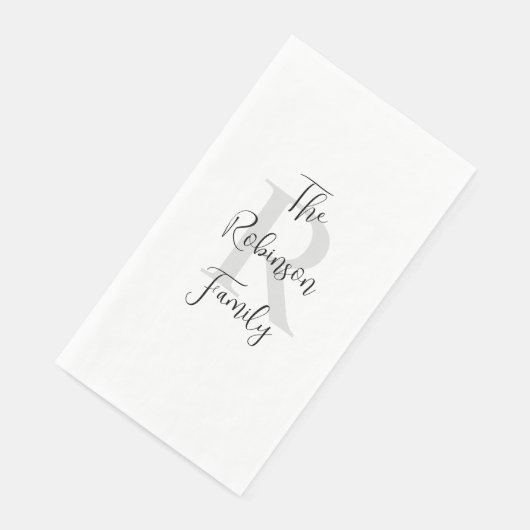 Witte en Zwarte Naam Monogrammed Document Gastenha Servet (Hoek)