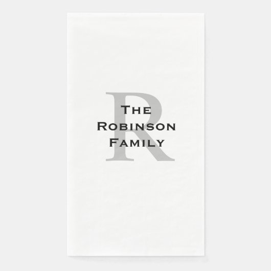 Witte en Zwarte Naam Monogrammed Document Gastenha Servet (Voorkant)