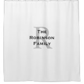 Witte en Zwarte Naam Monogrammed Douchegordijn (Voorkant)