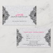 Witte en zwarte  Ornamenten afspraakkaart Afsprakenkaartje (Voorkant / Achterkant)