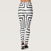 Witte en zwarte pleinen Afrikaanse modderwas Leggings (Achterkant)