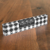 Witte en zwarte pleinen naambordje (Zijkant)