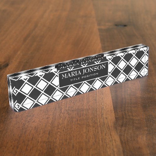 Witte en zwarte pleinen naambordje (Zijkant)