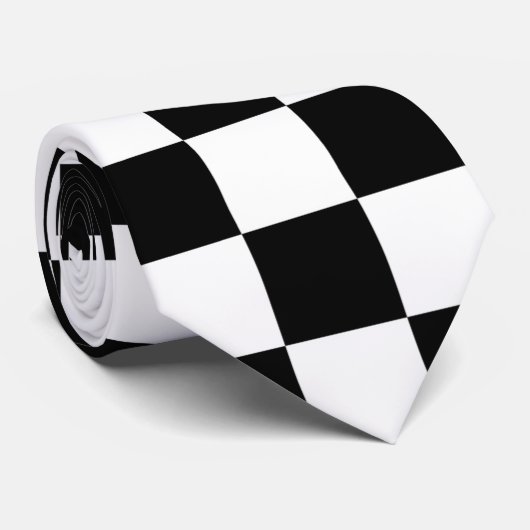 Witte en zwarte pleinen stropdas (Opgerold)