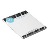 Witte en zwarte pokadots met blauw effect notitieblok (Schuin)
