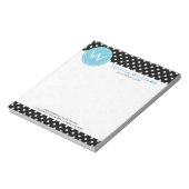 Witte en zwarte pokadots met blauw effect notitieblok (Linkerzijde)