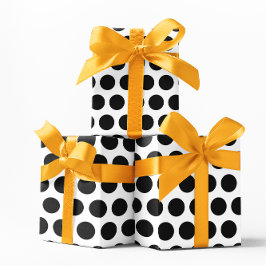 Witte en zwarte polka stippen cadeaupapier