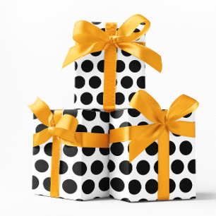 Witte en zwarte polka stippen cadeaupapier