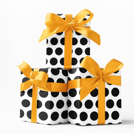 Witte en zwarte polka stippen cadeaupapier