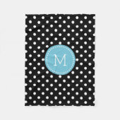 Witte en zwarte Polkadot blauwe accenten Fleece Deken (Voorkant)