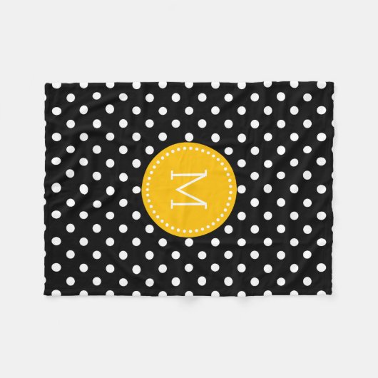 Witte en zwarte polkadot gele accenten fleece deken (Voorkant (Horizontaal))