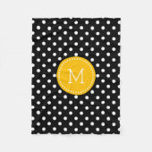 Witte en zwarte polkadot gele accenten fleece deken (Voorkant)