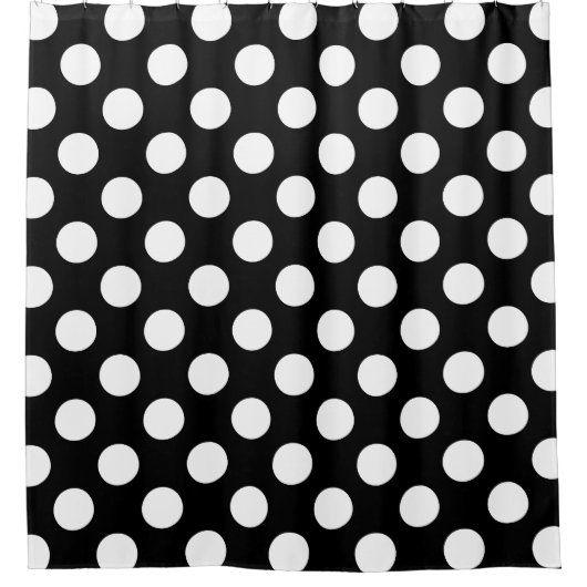 Witte en zwarte pooldots douchegordijn (Voorkant)