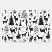 Witte en zwarte rendieren bos modern inpakpapier vel (Voorkant)