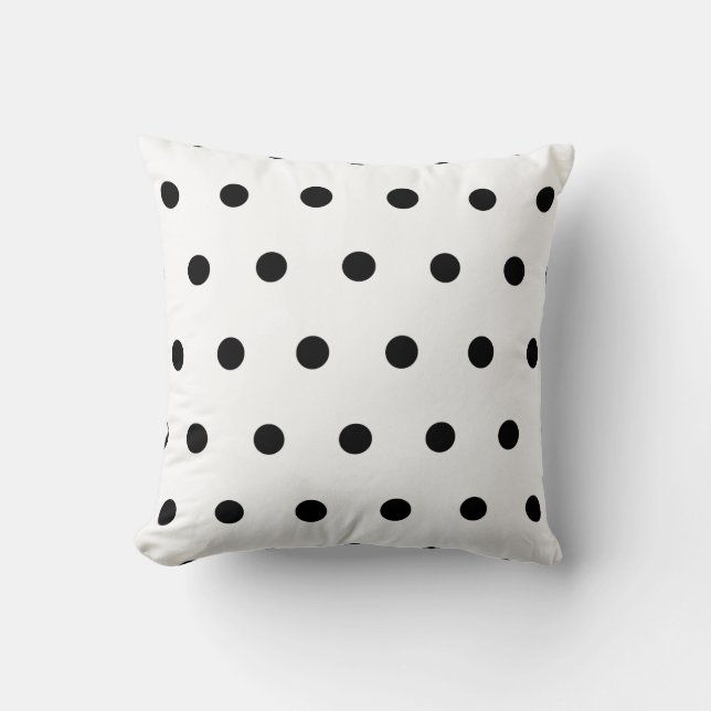 Witte en zwarte Retro Polka Dot Kussen (Voorkant)