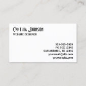 Witte en zwarte retro vet visitekaartje (Achterkant)