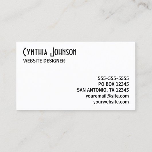 Witte en zwarte retro vet visitekaartje (Achterkant)