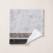 Witte en zwarte Roos Glitter Stripe #1 Bad Handdoek (Wasdoekje)