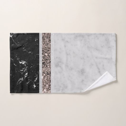 Witte en zwarte Roos Glitter Stripe #1 Bad Handdoek (Handdoek)