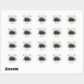 Witte en zwarte Roos Gothic Favor Sticker Labels (Vel)