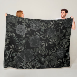 Witte en zwarte Roos Gothic Wedding Blanket Fleece Deken