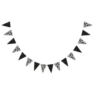 Witte en zwarte Roos Gothic Wedding Bunting Vlaggetjes