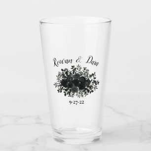 Witte en zwarte Roos Gothic Wedding Glasses Glas