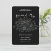 Witte en zwarte Roos Gothic Wedding Invitations Kaart (Staand voorkant)