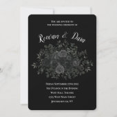 Witte en zwarte Roos Gothic Wedding Invitations Kaart (Voorkant)
