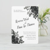 Witte en zwarte Roos Gothic Wedding Invitations Kaart (Staand voorkant)
