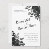 Witte en zwarte Roos Gothic Wedding Invitations Kaart (Voorkant)