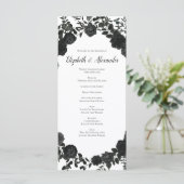 Witte en zwarte Roos Gothic Wedding Programs Menu (Staand voorkant)
