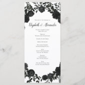 Witte en zwarte Roos Gothic Wedding Programs Menu (Voorkant)